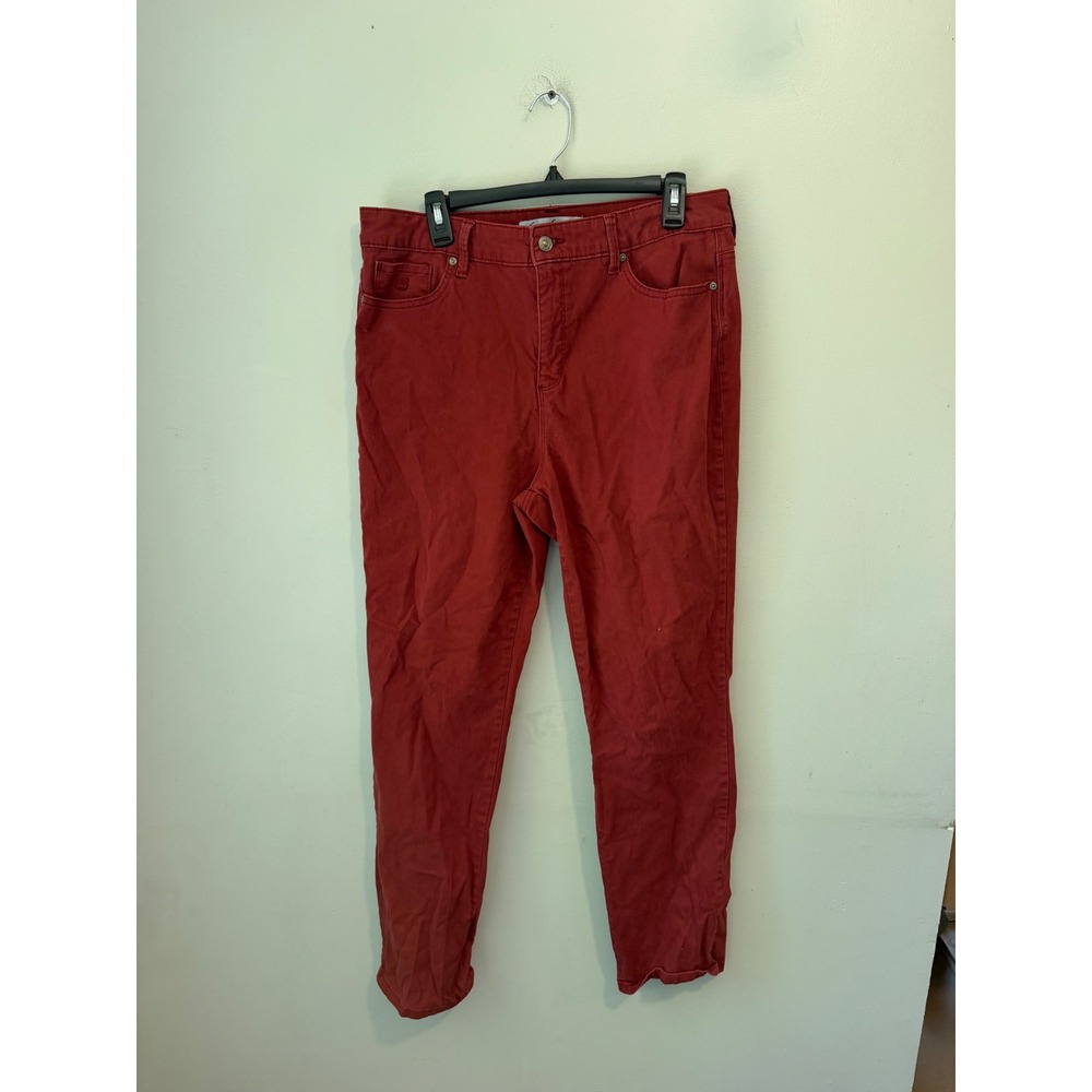 Gloria Vanderbilt Amanda High Rise Tapered Leg Pants Brick Red Size 12